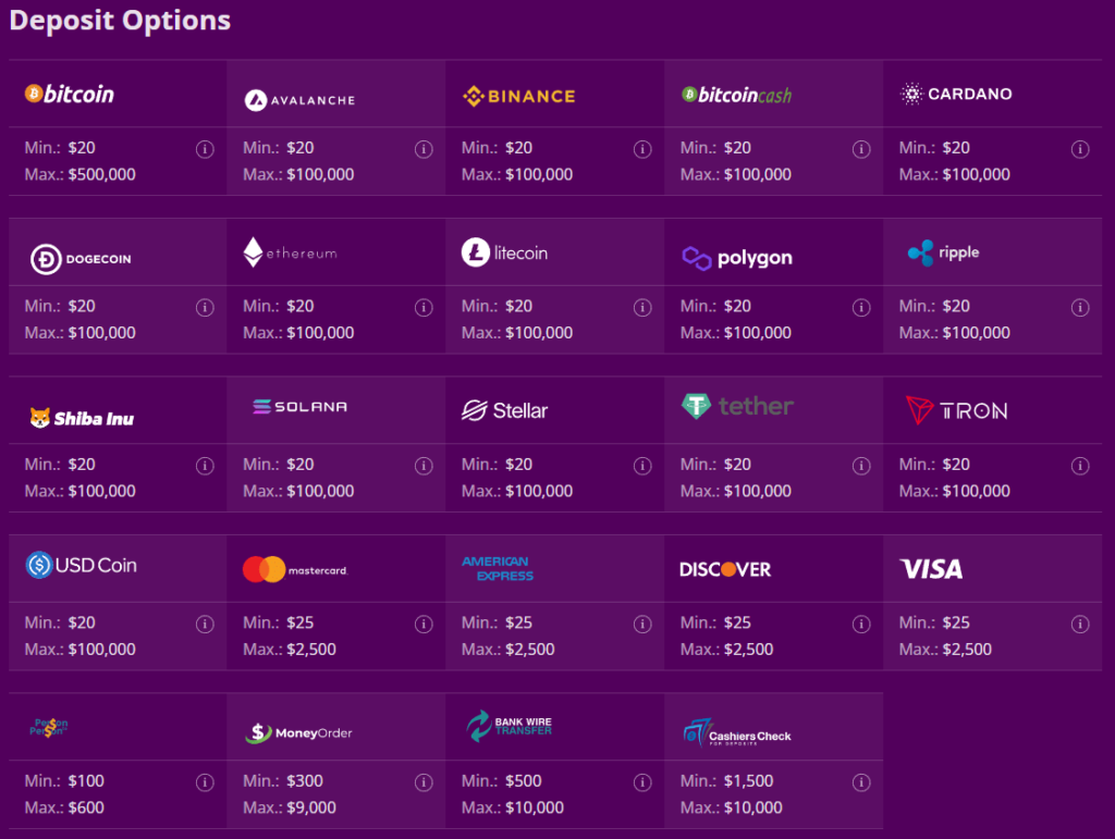 superslots casino deposit options